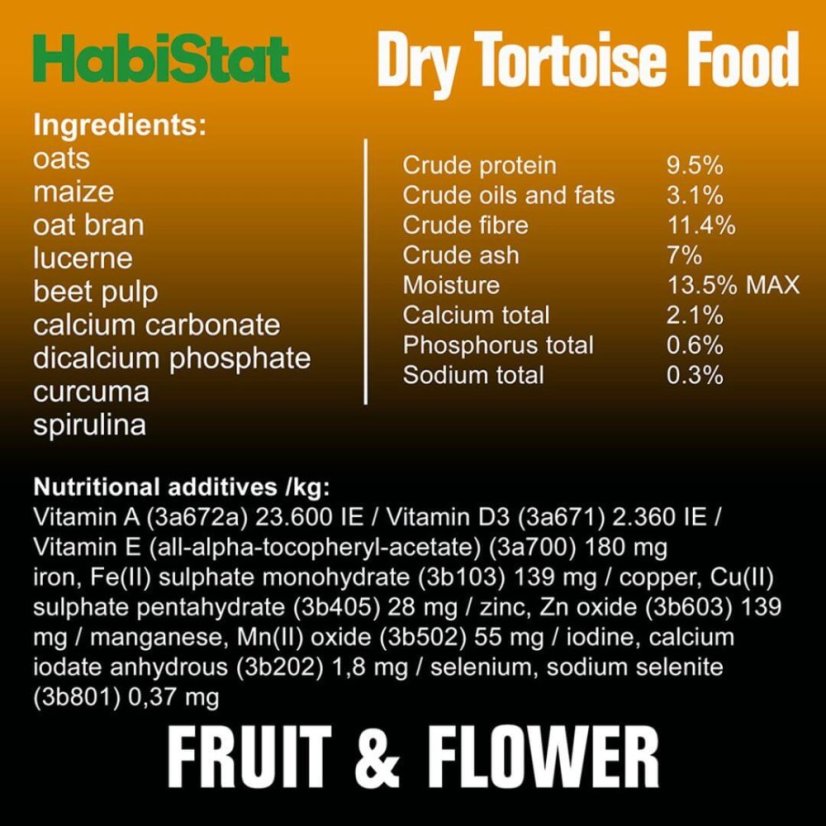 HabiStat Tortoise Food Fruit & Flower - složení a analytické hodnoty