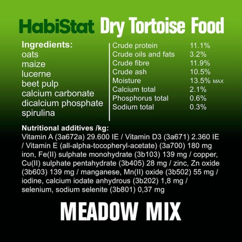 HabiStat Tortoise Food Meadow Mix - složení a analytické hodnoty